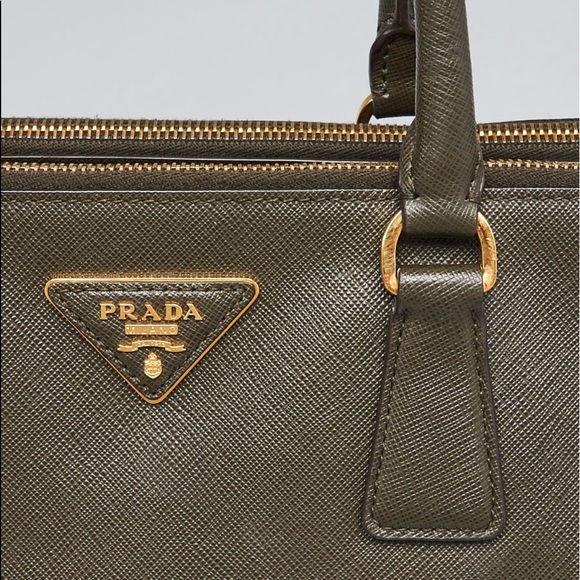 Prada Olive Green Saffiano Double Zip Tote - Picture 2 of 2